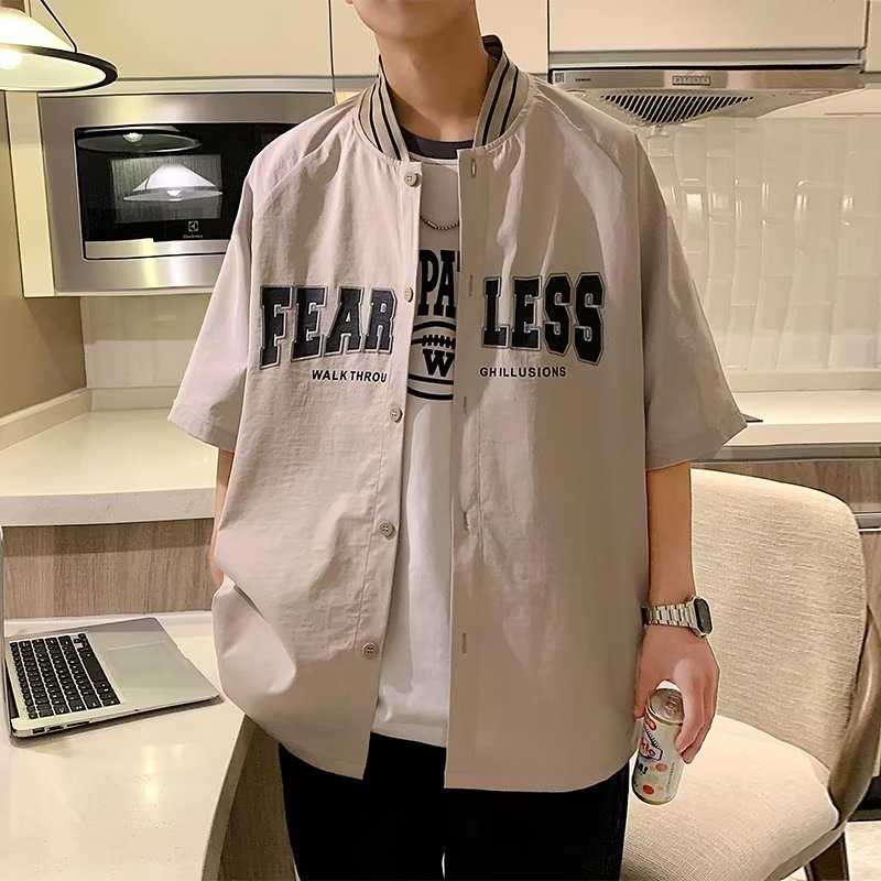 Áo Khoác Bóng Chày Ngắn Tay Phong Cách Hàn Quốc Đơn Giản Cho Nam