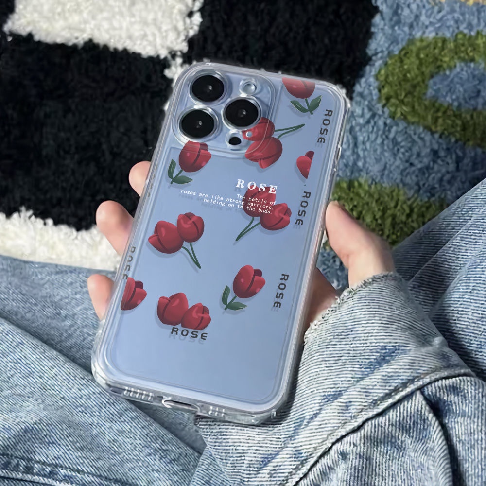 ✅Ốp Điện Thoại Dẻo Họa Tiết Hoa Tulip Đơn Giản Thời Trang Chống Sốc Cho Iphone13Max plus1178 6Iniphone12 Apple 14pro