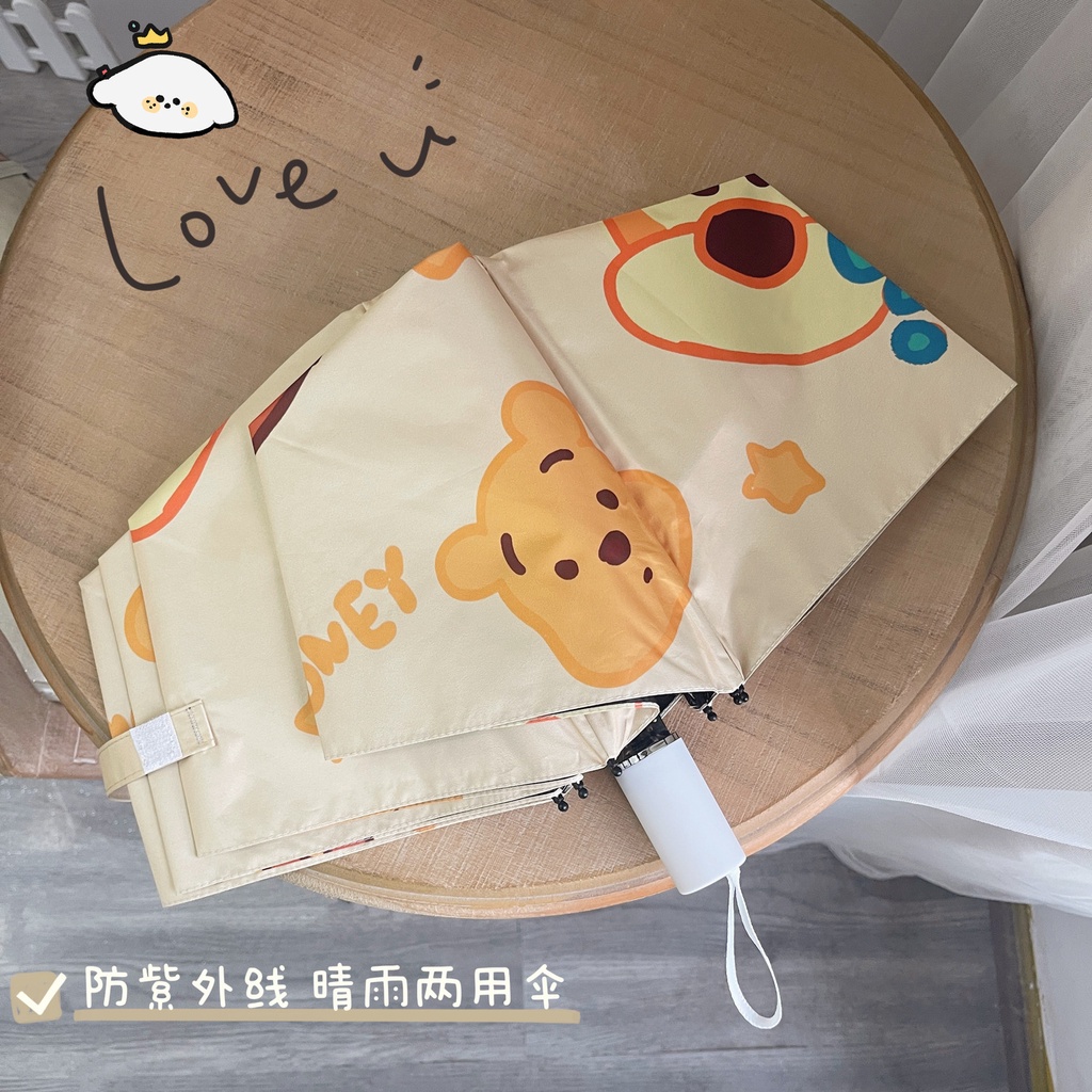 Dù Che Mưa Nắng Tự Động In Hình Gấu Pooh Dễ Thương Chất Lượng Cao