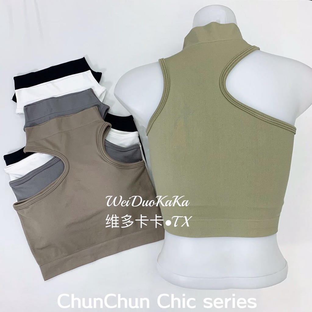 Áo Tank Top Cổ Cao Lệch Vai Có Đệm Ngực Gợi Cảm Cho Bạn Gái