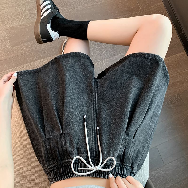 Quần Short denim Dáng Chữ A Ống Rộng Lưng Cao Thời Trang Mùa Hè 2023 Cho Nữ