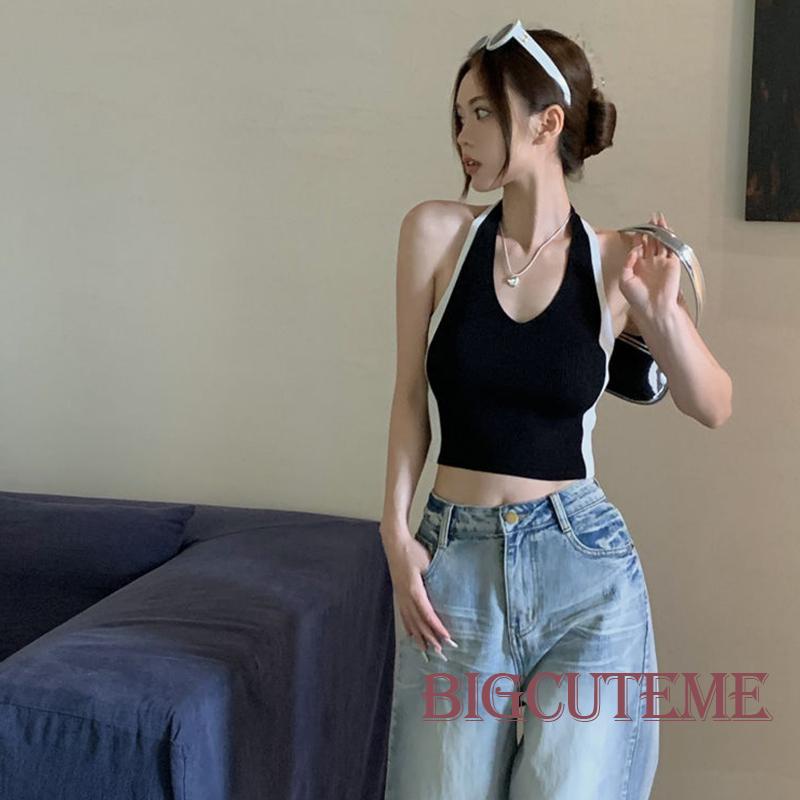 Áo Tank Top Không Tay Màu Sắc Tương Phản Thời Trang Mùa Hè Cho Nữ