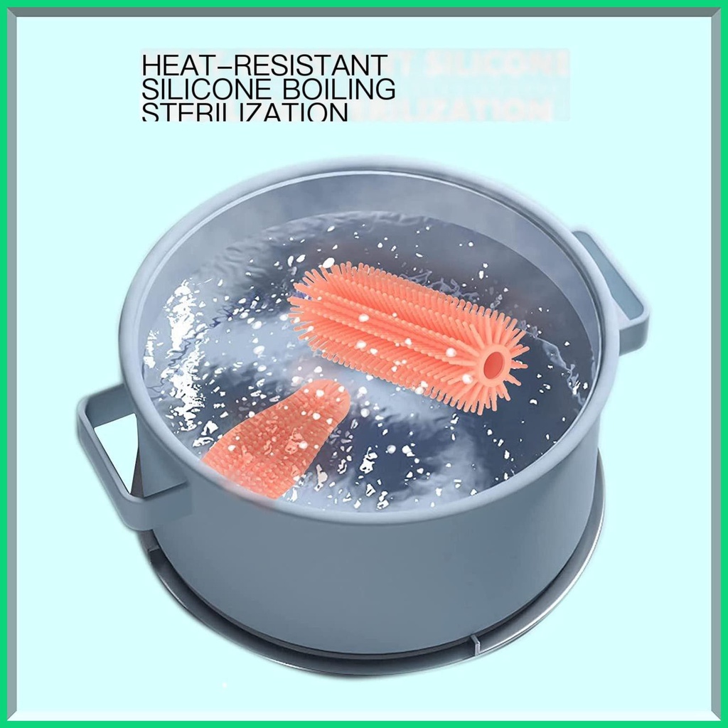 Cọ silicone Hai Đầu Bằng Thép Không Gỉ Dùng Để Vệ Sinh Bình Sữa