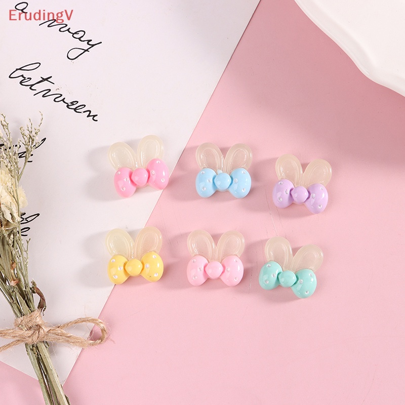 Set 10 Phụ Kiện Trang Trí Hình Tai Nơ Bằng Nhựa Resin Kích Thước 21 * 19mm DIY