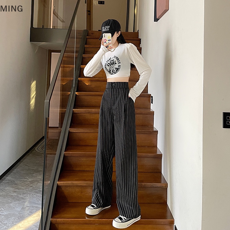 Quần Dài Dáng Suông Rộng Có Túi Giả Khóa Kéo Thời Trang Xuân Hè Cho Nữ