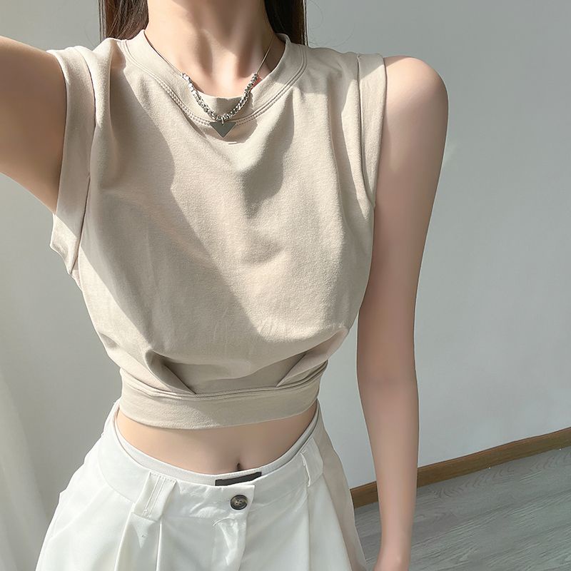 COZOK Áo Sát Nách Cổ Tròn Dáng Rộng Màu Sắc Đơn Giản Dễ Phối Đồ