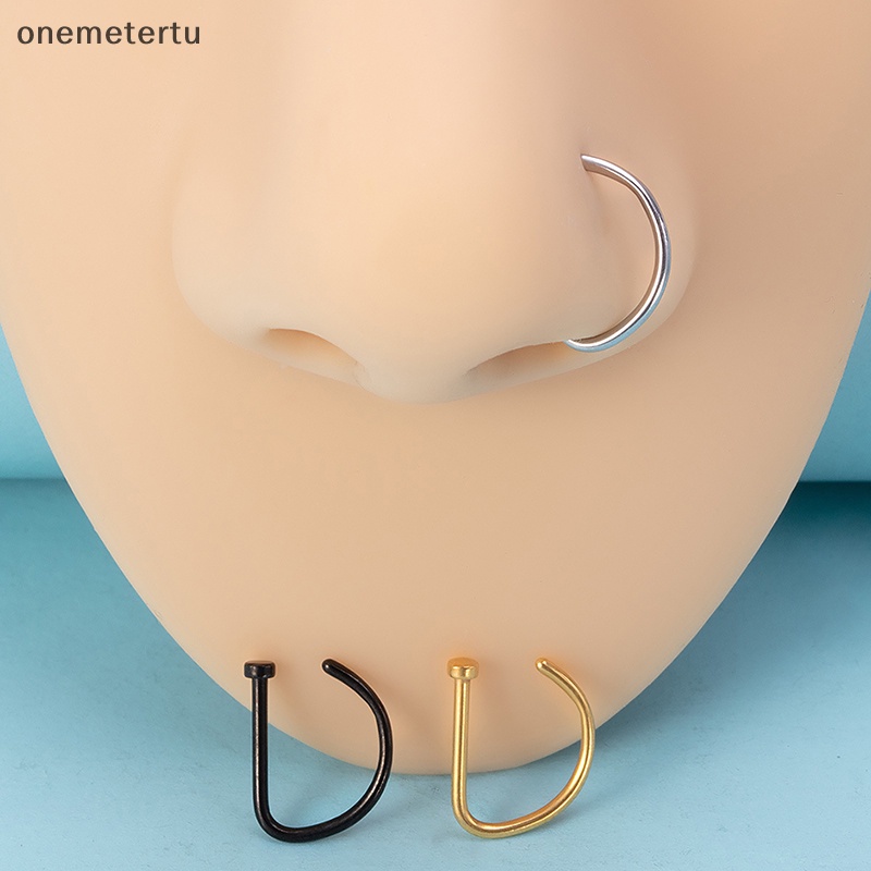 Set 3 Khuyên Mũi 18G Hình Chữ D Bằng Thép Không Gỉ Dành Cho Nữ