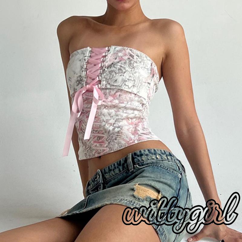 Áo Ống Mỏng Không Tay Hở Vai In Hoa Thời Trang Mùa Hè Cho Nữ