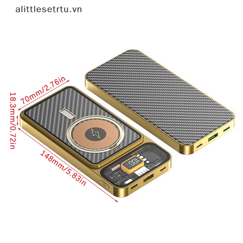Bộ Sạc Nhanh Không Dây PD 22.5W 20000mAh Trong Suốt Có Nam Châm Tiện Dụng