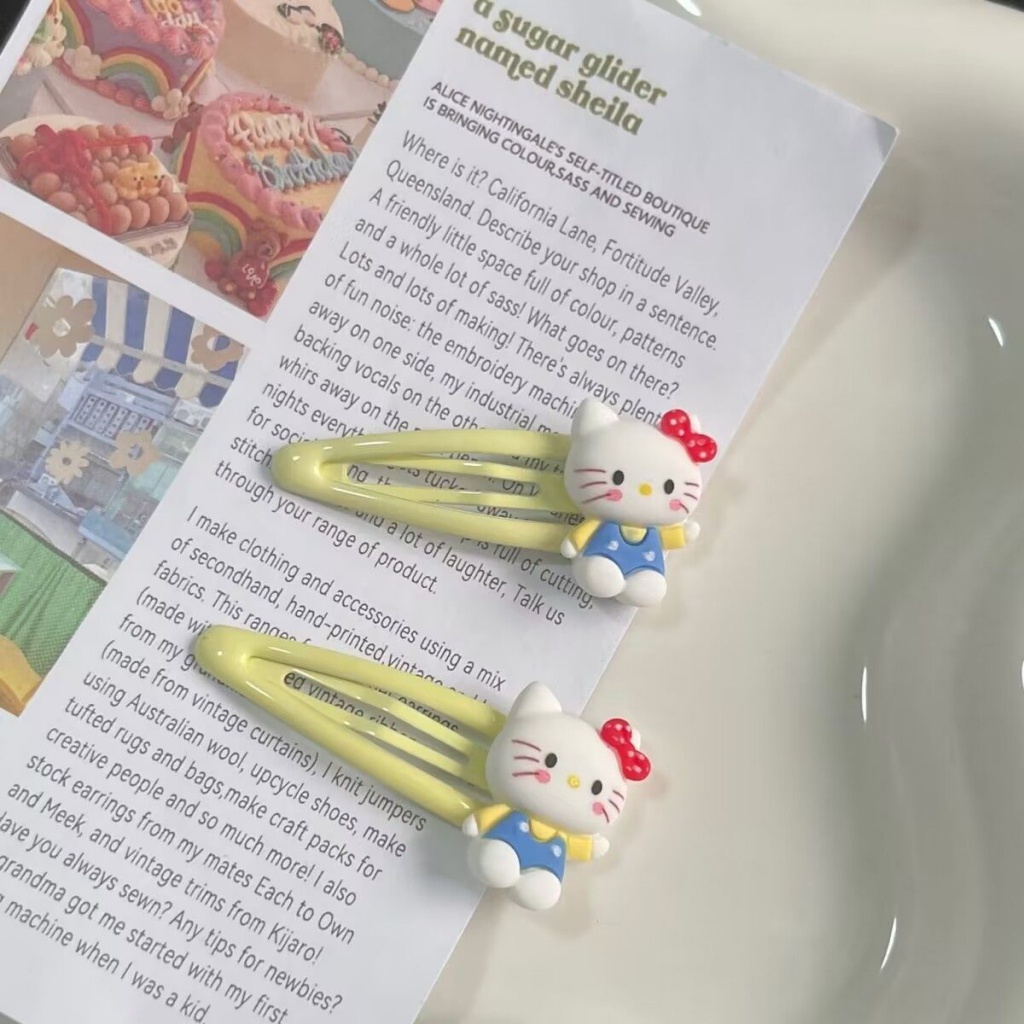 Set 6 Kẹp Tóc Hình Kẹo / Mèo Hoạt Hình Bằng Kim Loại Thời Trang Hàn Quốc Ngọt Ngào Cho Bé Gái / Trẻ Em / Phụ Nữ Hàng Ngày