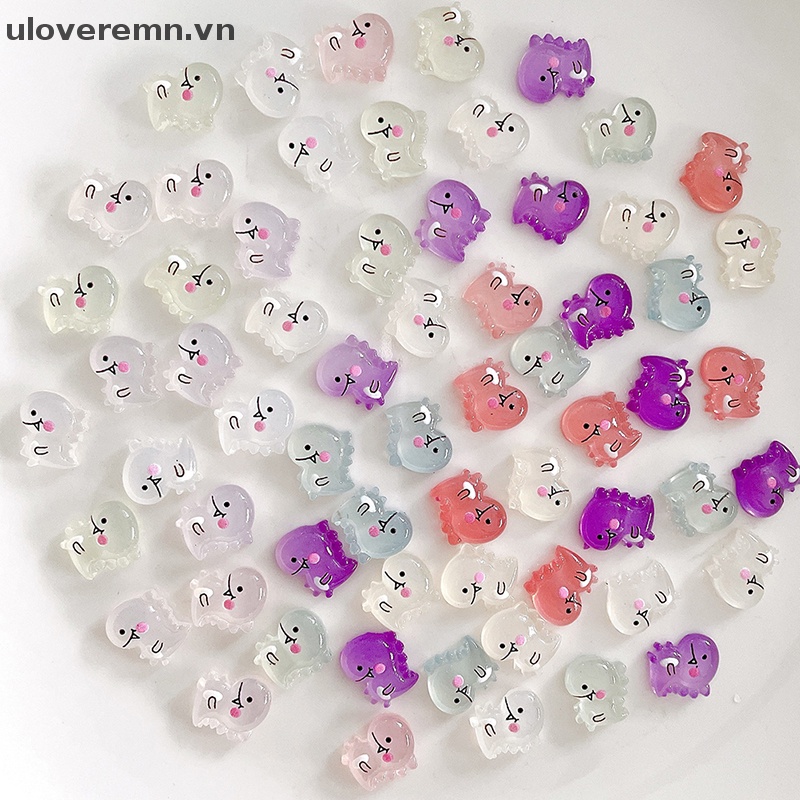 Set 10 Phụ Kiện Trang Trí Móng Tay DIY Hình Khủng Long Phát Quang Dễ Thương