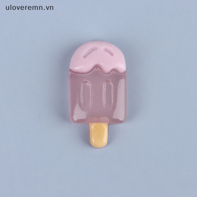 Set 2 Cây Kem Đồ Chơi Mini Bằng Resin Phát Sáng Dễ Thương Trang Trí DIY