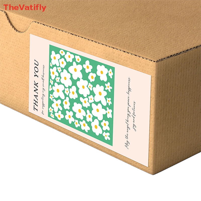Set 50 Miếng Dán Niêm Phong Bao Bì In Chữ Thank You Và Hoa Độc Đáo Tiện Dụng