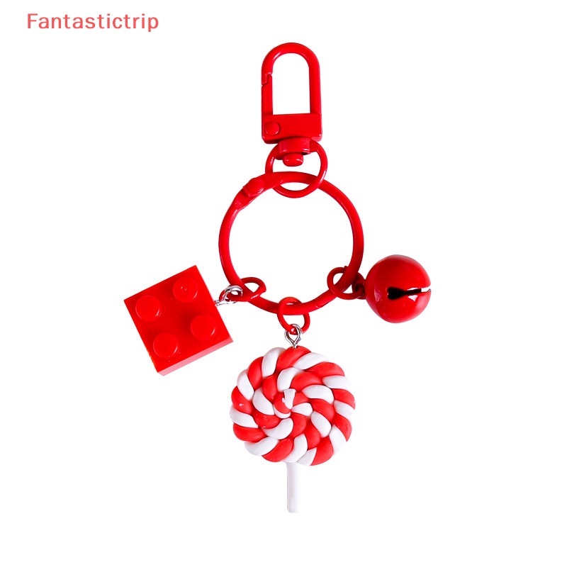 [Fantastictrip] Móc Khóa Hình Kẹo Mút Phối Chuông Dễ Thương Trang Trí Ba Lô / Ô Tô / Túi Xách Mới