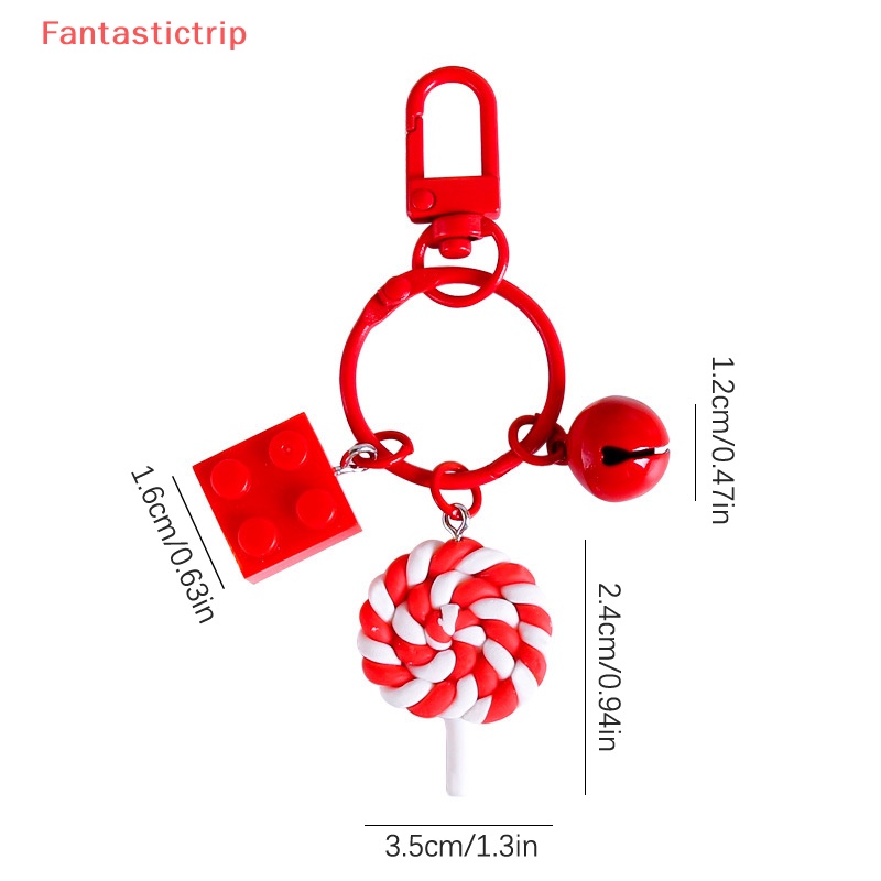 [Fantastictrip] Móc Khóa Hình Kẹo Mút Phối Chuông Dễ Thương Trang Trí Ba Lô / Ô Tô / Túi Xách Mới