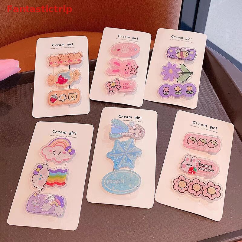 Set 3 Kẹp Tóc Hoạt Hình Xinh Xắn Cho Bé Gái