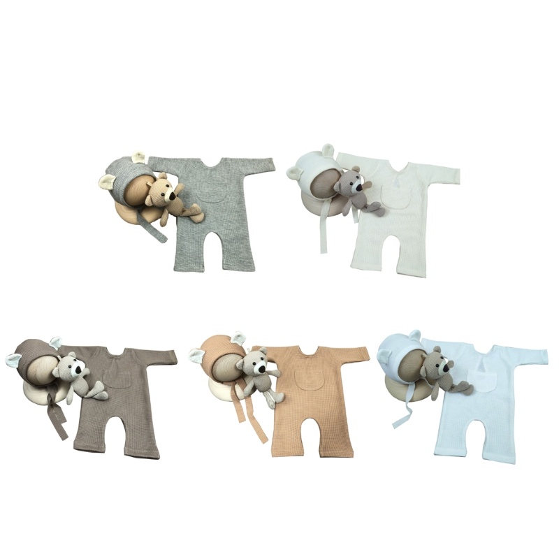 Bộ Áo Liền Quần Hình Gấu Và Nón Đội Dành Cho Chụp Hình Em Bé Trai Gái