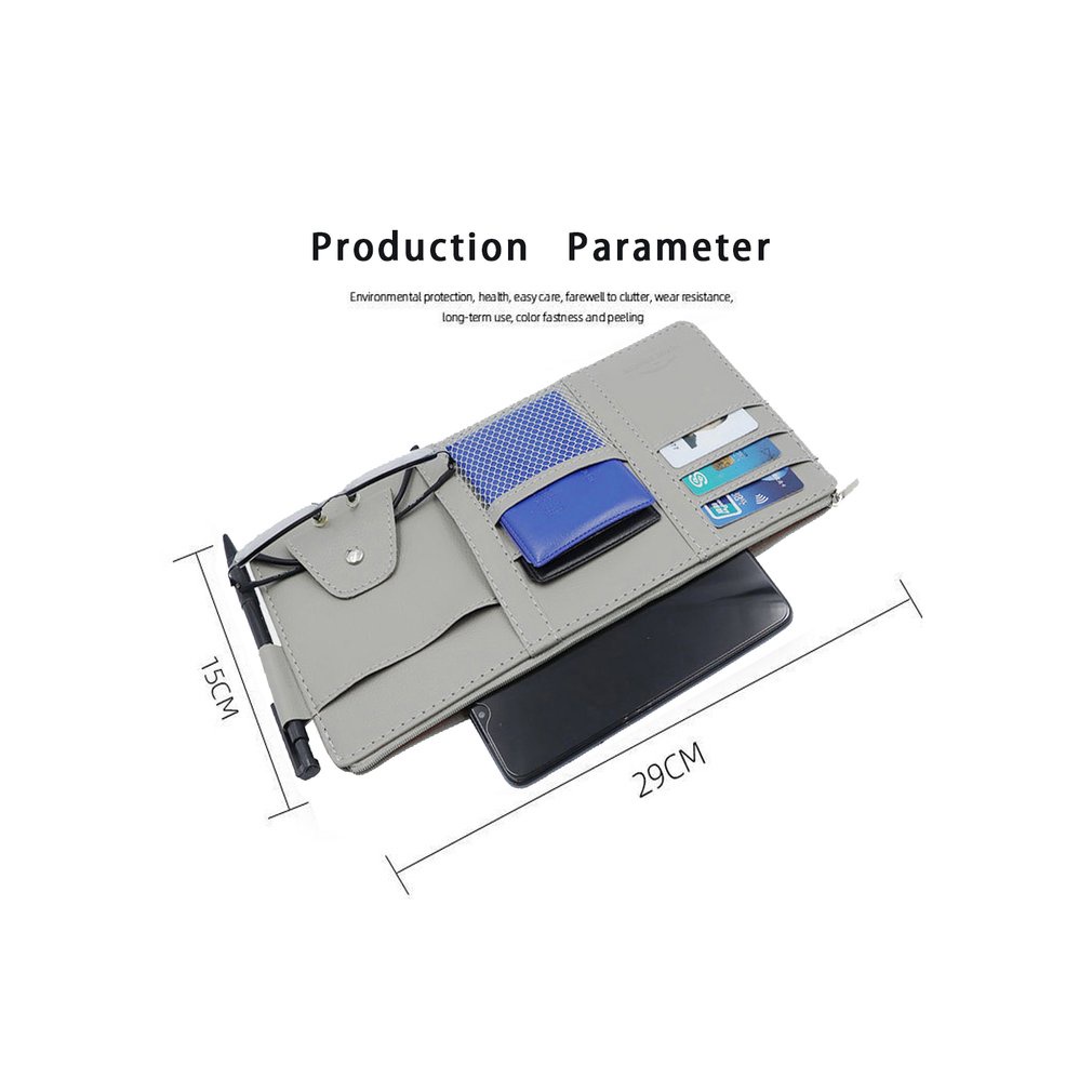 1 Pc Pu Leather Universal Car Sun Visor Card Pen Holder Glasses Clip Storage Bag Rack [Q/2]