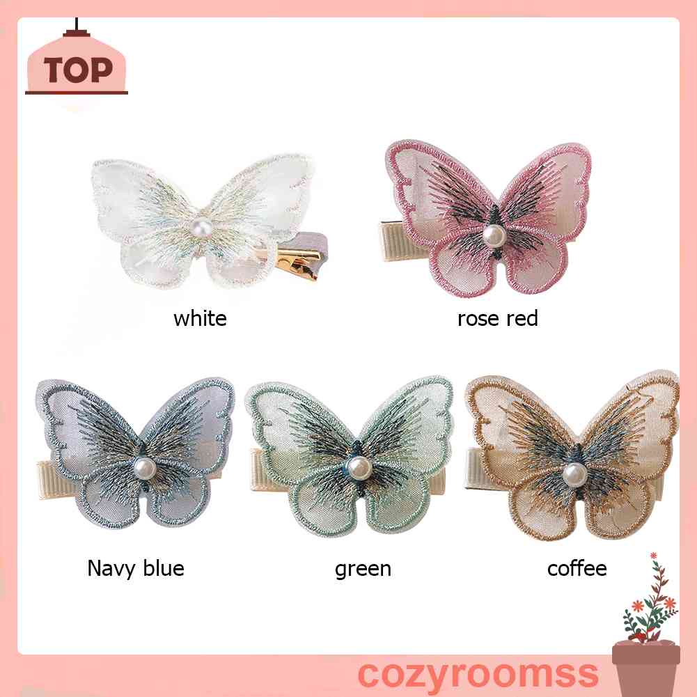 Kẹp Tóc Hình Bướm Đính Ngọc Trai Phong Cách Hàn Quốc Cho Nữ