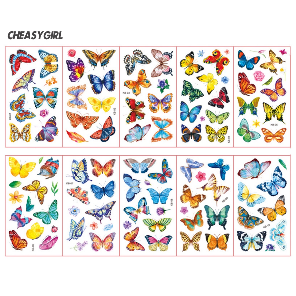 Set 10 Hình Xăm Dán Tạm Thời Không Gây Kích Ứng Có Thể Tháo Rời