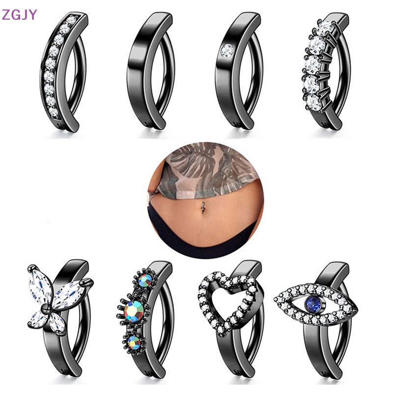 Khuyên Rốn Dạng Thanh Tạ Cong Bằng Thép Không Gỉ Đính Đá Zircon Thông Dụng Cho Nữ Mới