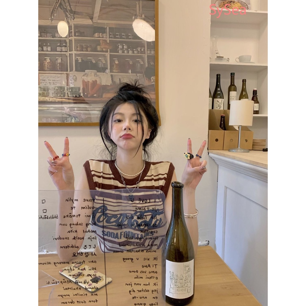 Áo Hai Dây Kẻ Sọc Phong Cách Retro Mỹ Cho Nữ