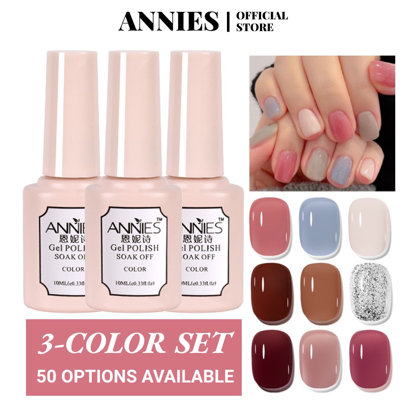 Annies 3PC Set Nail dính Set kim cương trang trí băng trong suốt màu trắng