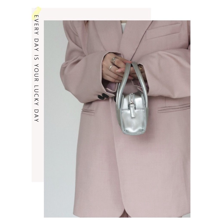 Túi Đeo Chéo Mini Hình Vuông Màu Bạc Đựng Điện Thoại Tiện Dụng