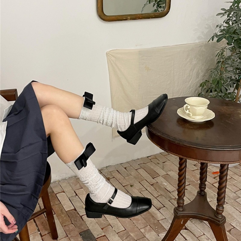 Youyo Vớ Dài Tới Gối Phối Ren Đính Nơ Trang Trí Tinh Tế Chống Trượt Mùa Xuân Hè Dành Cho Bạn Nữ