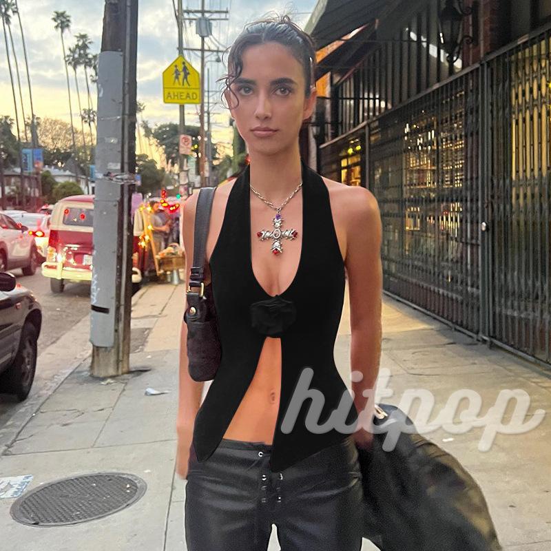 Áo Croptop Hai Dây Hở Lưng Họa Tiết Hoa Thời Trang Mùa Hè Dành Cho Nữ