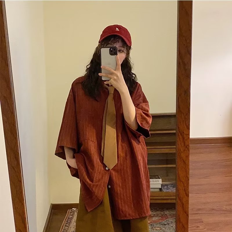 Áo Sơ Mi Tay Dài Màu Trơn Dáng Rộng Thời Trang Mùa Hè Hàn Quốc Cho Nam