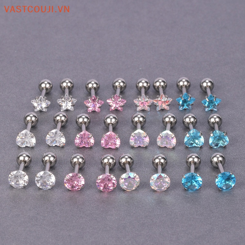 1 Đôi Khuyên Tai Pha Lê 4mm Nhiều Màu Thời Trang Nữ