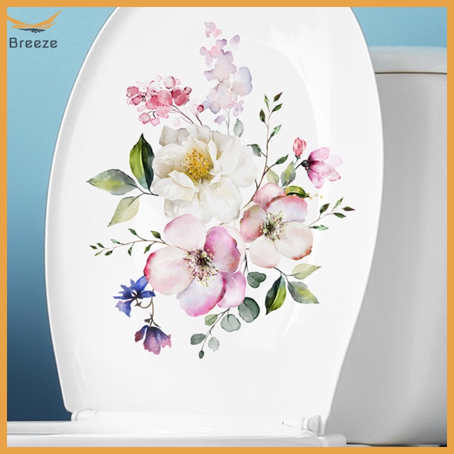 Sticker Dán Toilet Họa Tiết Hoa Tối Giản Hiện Đại Tự Dính Trang Trí Nhà Tắm