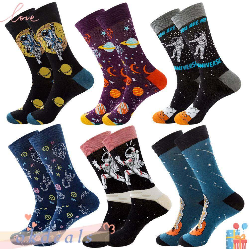 OKDEALS Vớ Dài Giữ Ấm Họa Tiết Phi Hành Gia Sáng Tạo Thời Trang Đường Phố