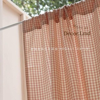 Rèm cửa sổ caro hồng nhạt, phong cách Hàn Quốc chống nắng cao cấp, màn vải treo tường trang trí decor phòng ngủ
