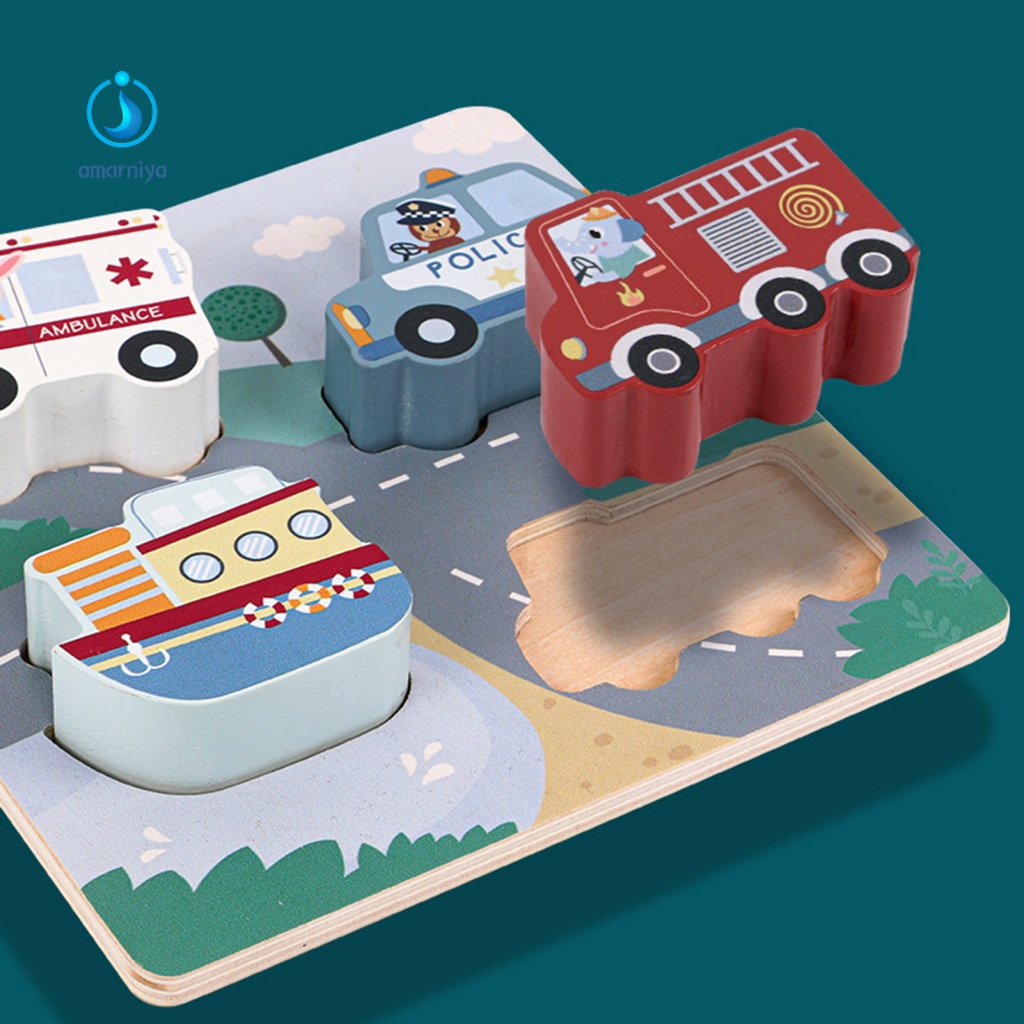 1 Bộ Đồ Chơi Xếp Hình Giao Thông Giao Thông Ba Chiều Bằng Gỗ Không Phai Làm Quà Sinh Nhật Cho Bé