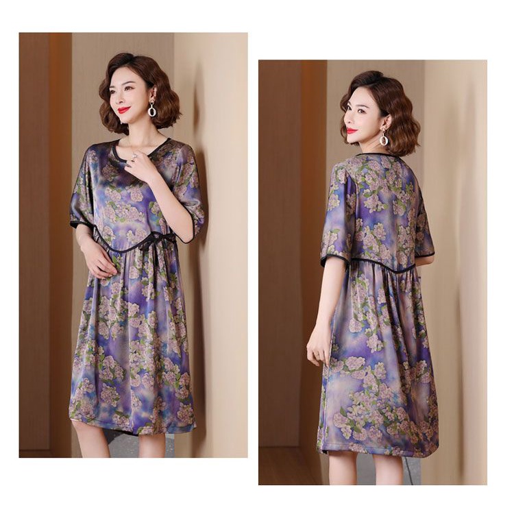 Đầm Dáng Rộng Giả Hai Lớp Phong Cách Phương Tây Thời Trang Mùa Hè Cao Cấp Dành Cho Phụ Nữ Trung Niên