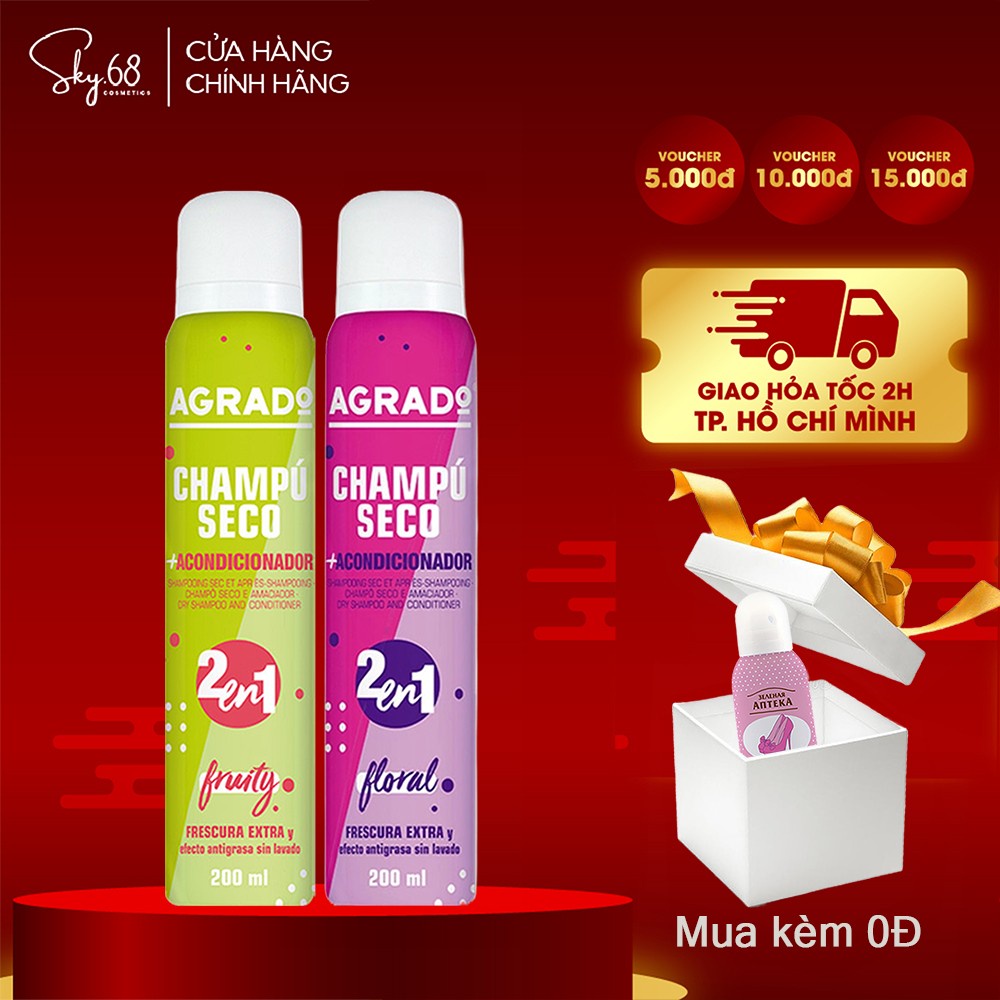 Dầu gội khô Agrado Champu Seco Dry Shampoo And Conditioner 2IN1 200ml