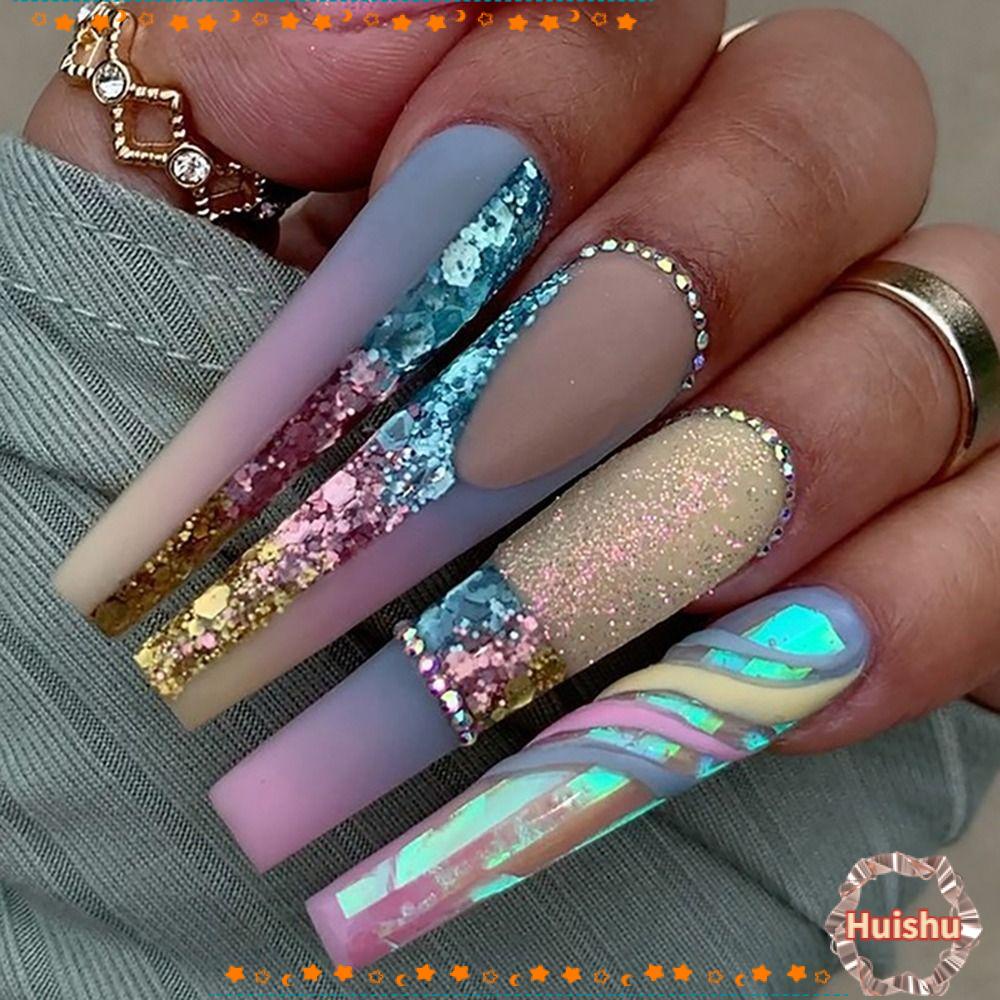 Bộ Móng Tay Giả Che Phủ Toàn Diện Đầu Vuông DIY