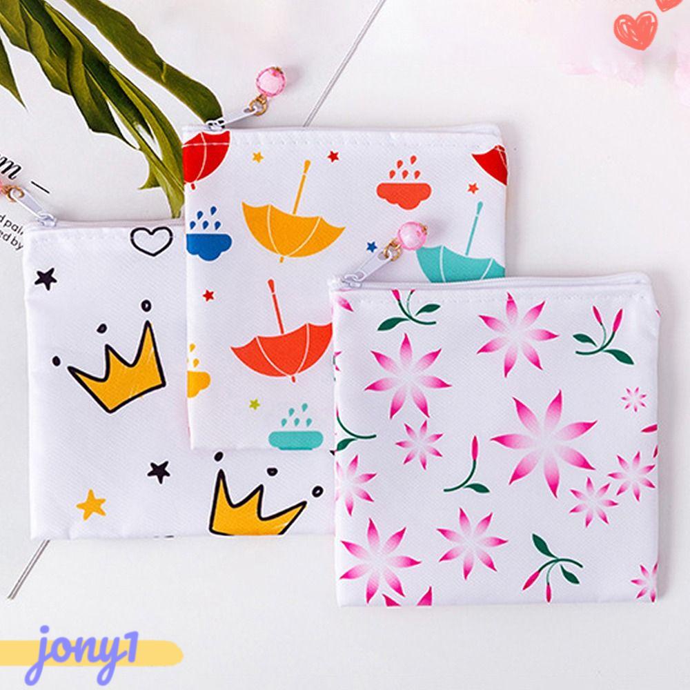 Túi Đựng Đồ Vệ Sinh Vải Cotton Có Khóa Kéo Họa Tiết Hoạt Hình Dễ Thương Cho Bé Gái