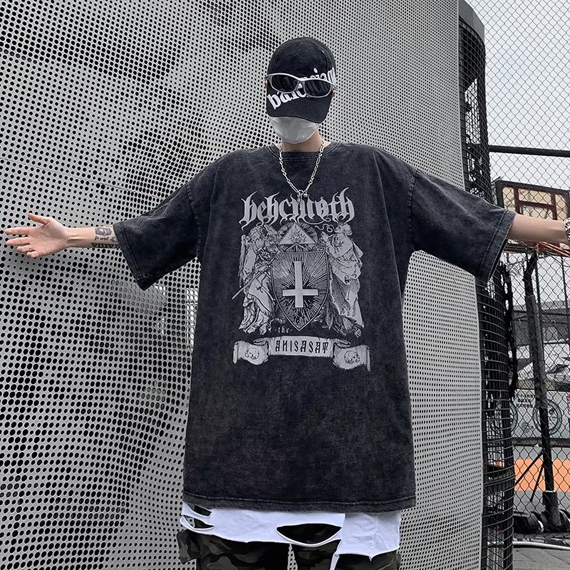 Áo Thun Cotton Ngắn Tay Phong Cách Retro Đường Phố Cho Nam