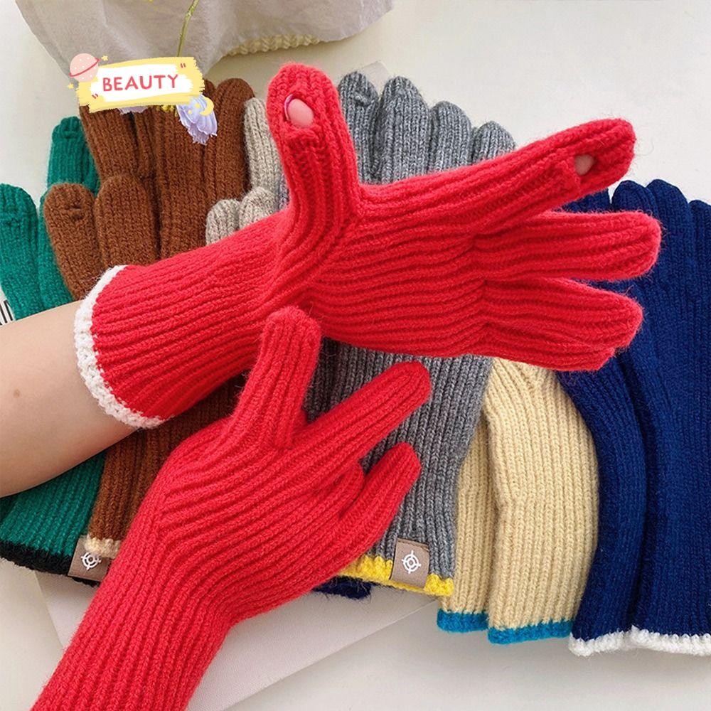 Găng Tay Len Màu Sắc Nhã Nhặn Có Thể Sử Dụng Màn Hình Cảm Ứng