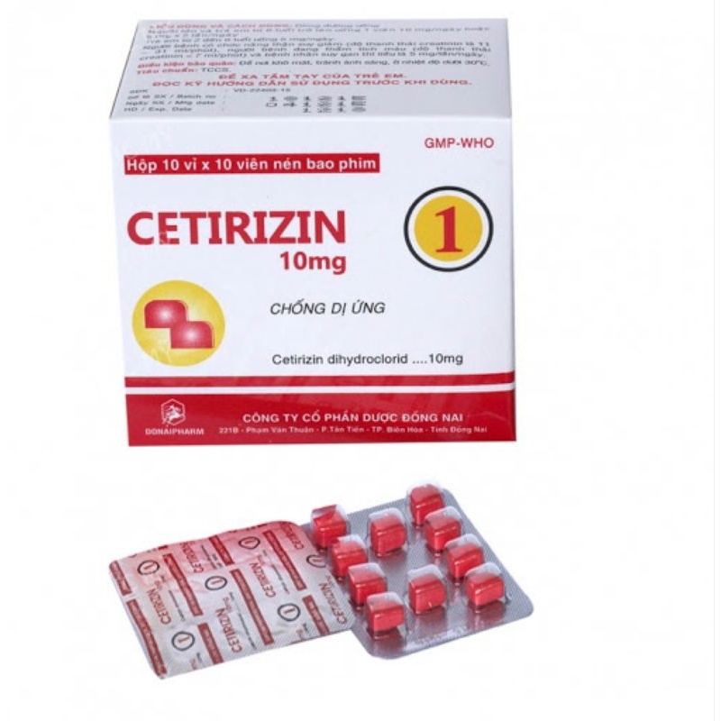 Cetirizin 10mg Đồng Nai -  hỗ trợ mẩn ngứa, dị ứng, hắt hơi, sổ mũi, ngạt mũi