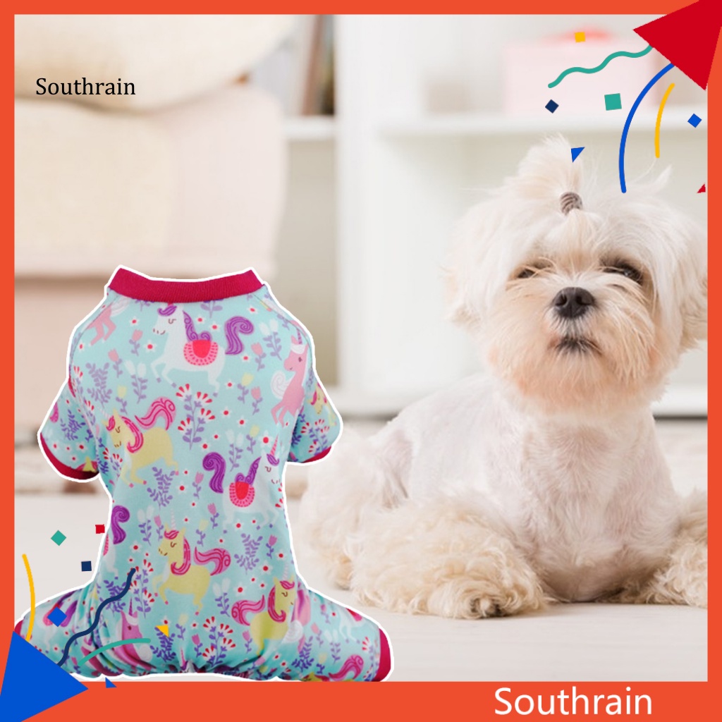 Sou Dog Bộ Đồ Ngủ Đuôi Mềm Mại Thoải Mái Bốn Ống Bằng Polyester Họa Tiết Cầu Vồng Nhiều Màu Sắc Dành Cho Cún Cưng