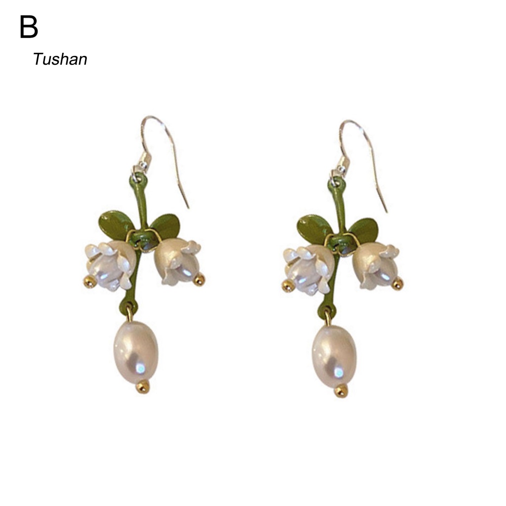 1 Đôi Bông Tai Hình Giọt Nước Đính Ngọc Trai Giả Màu Sắc Tươi Sáng