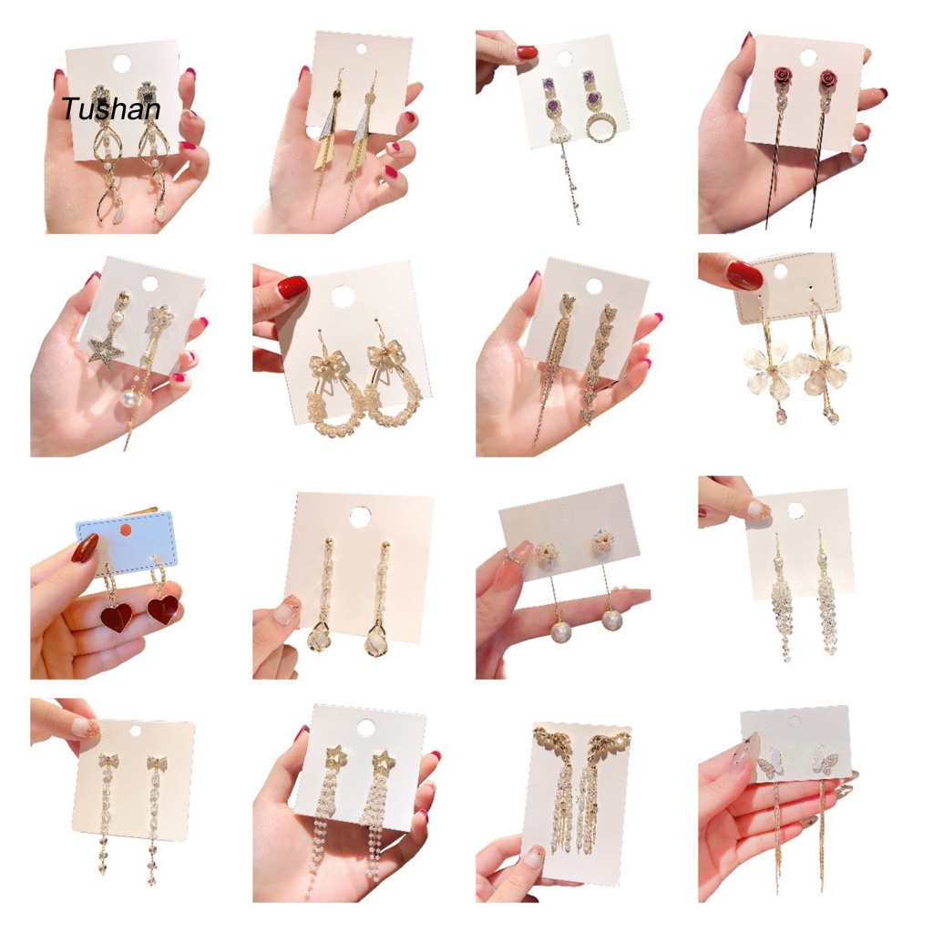 1 Đôi Bông Tai Hình Nơ Đính Ngọc Trai Giả Phong Cách Vintage