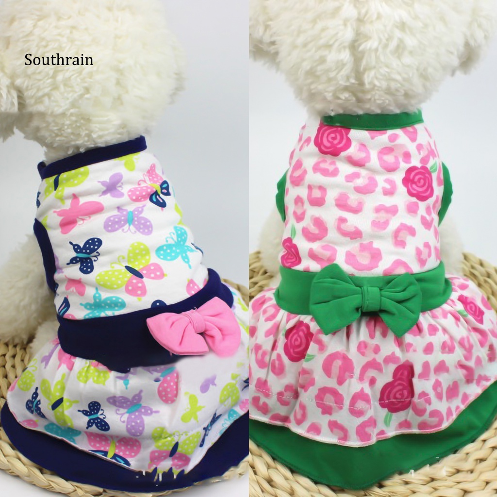 Đầm Cotton Không Tay In Hoa Màu Hồng Thoải Mái Thời Trang Mùa Hè Cho Cún Cưng
