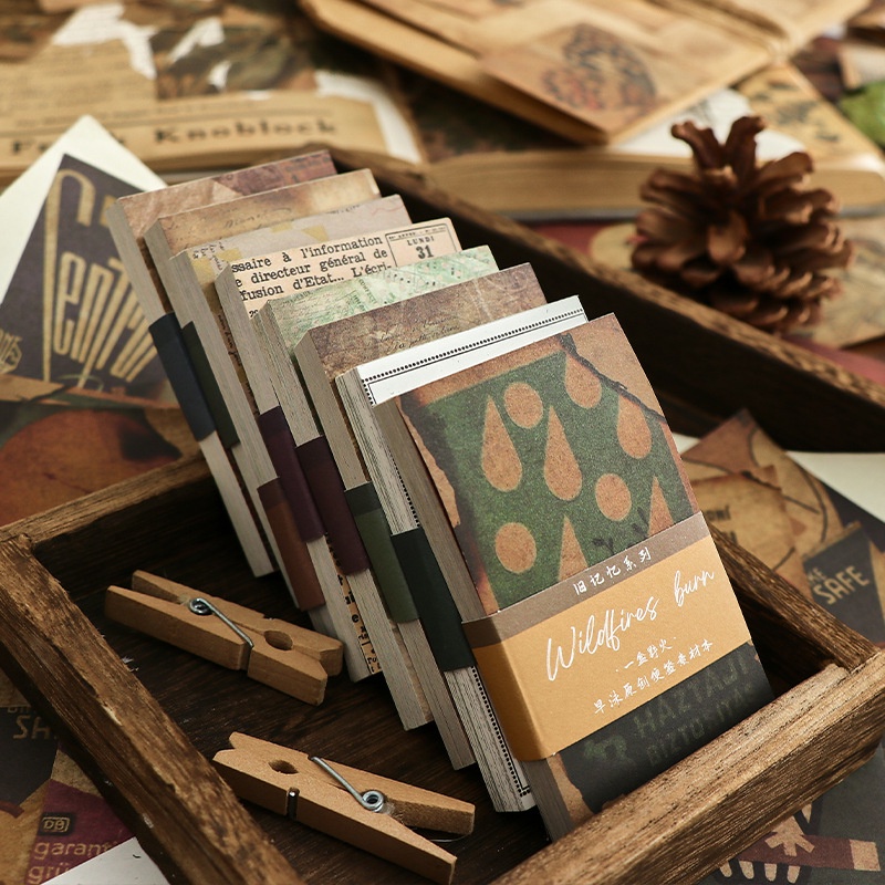 Set 60 Tờ Giấy Ghi Chú Không Dính Phong Cách Vintage Trang Trí Sổ Lưu Niệm