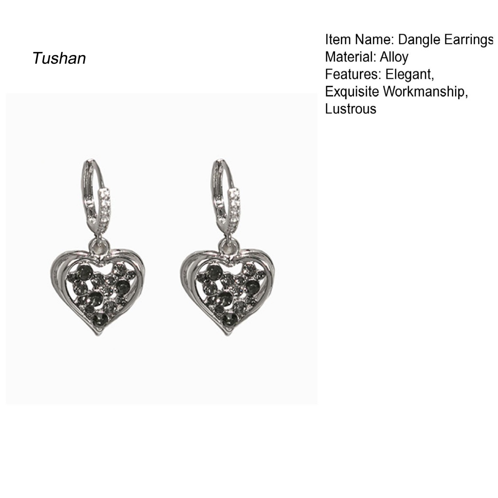 1 Đôi Bông Tai Hình Trái Tim Đính Đá Thời Trang