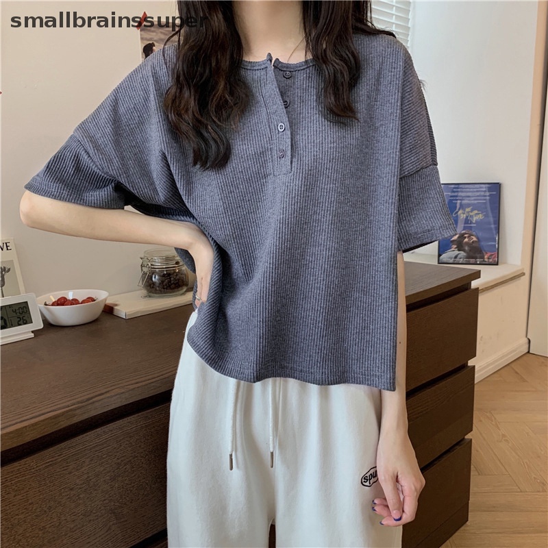 Áo Thun T-shirt Tay Lỡ Cổ Tròn Hở Vai Thời Trang Dành Cho Nữ